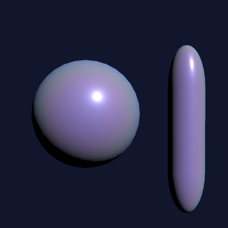 Pearl material rendered on a sphere and capsule