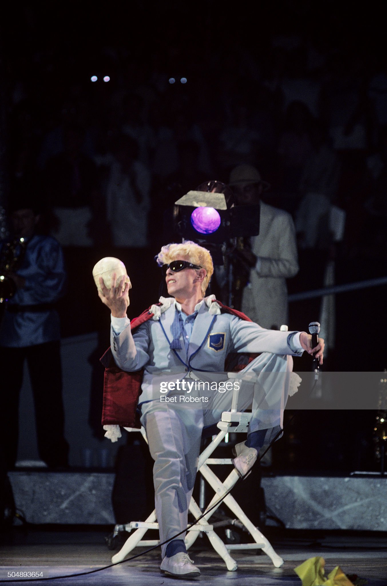 Bowie with the infamous skull prop.