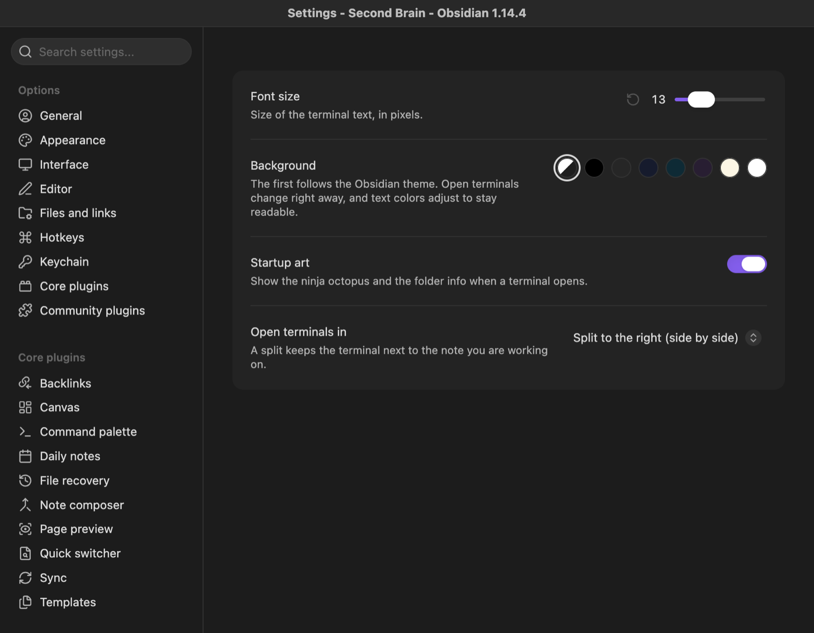 Plugin settings
