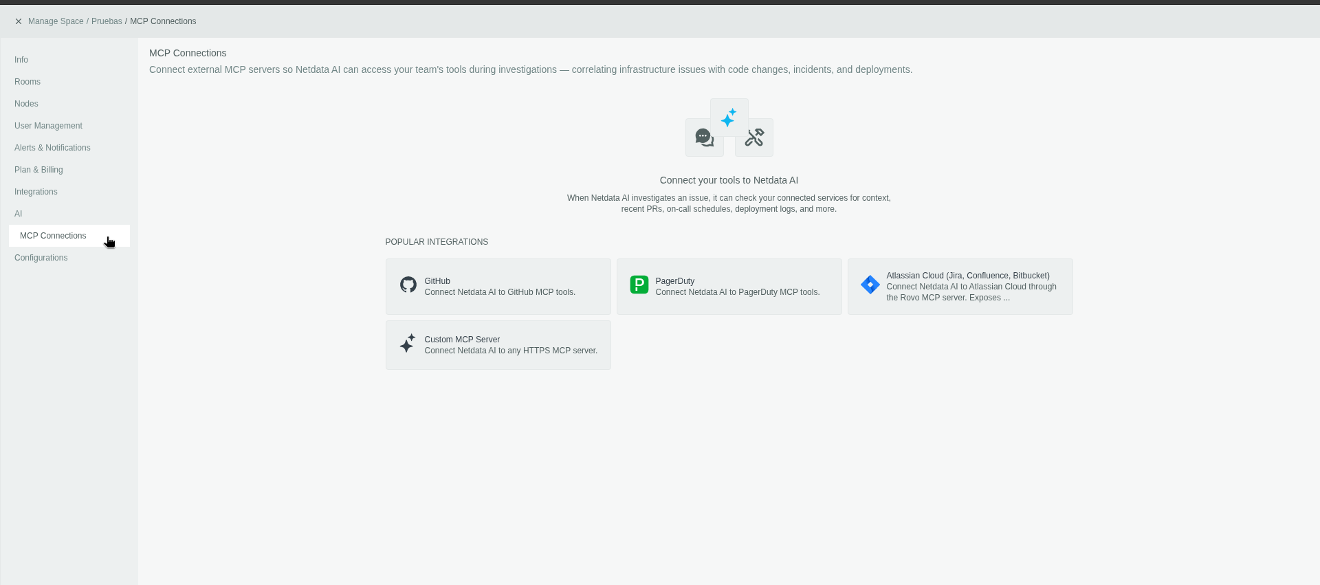 MCP Connections settings