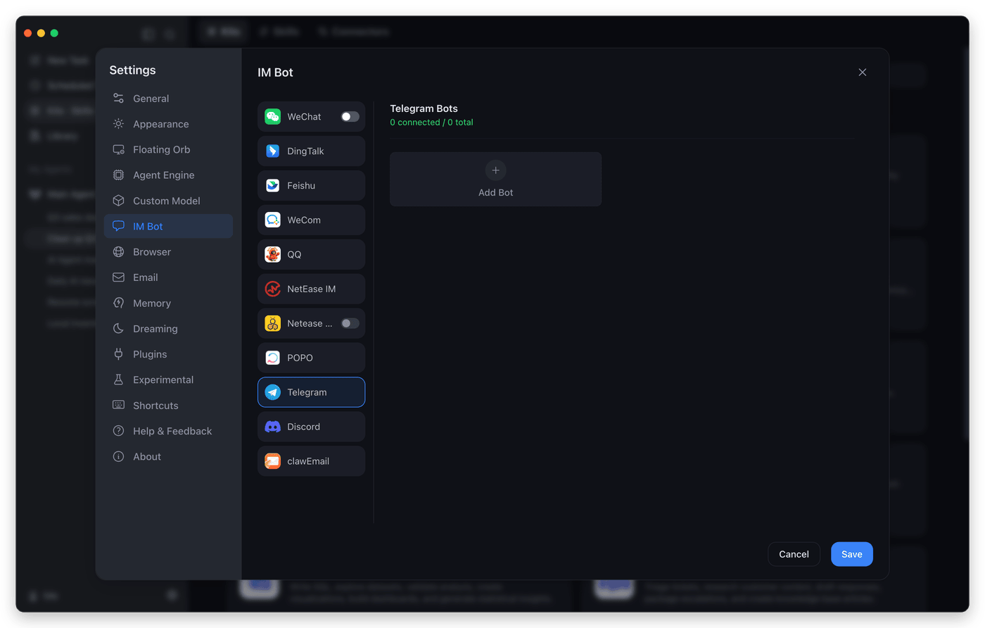 IM bot settings