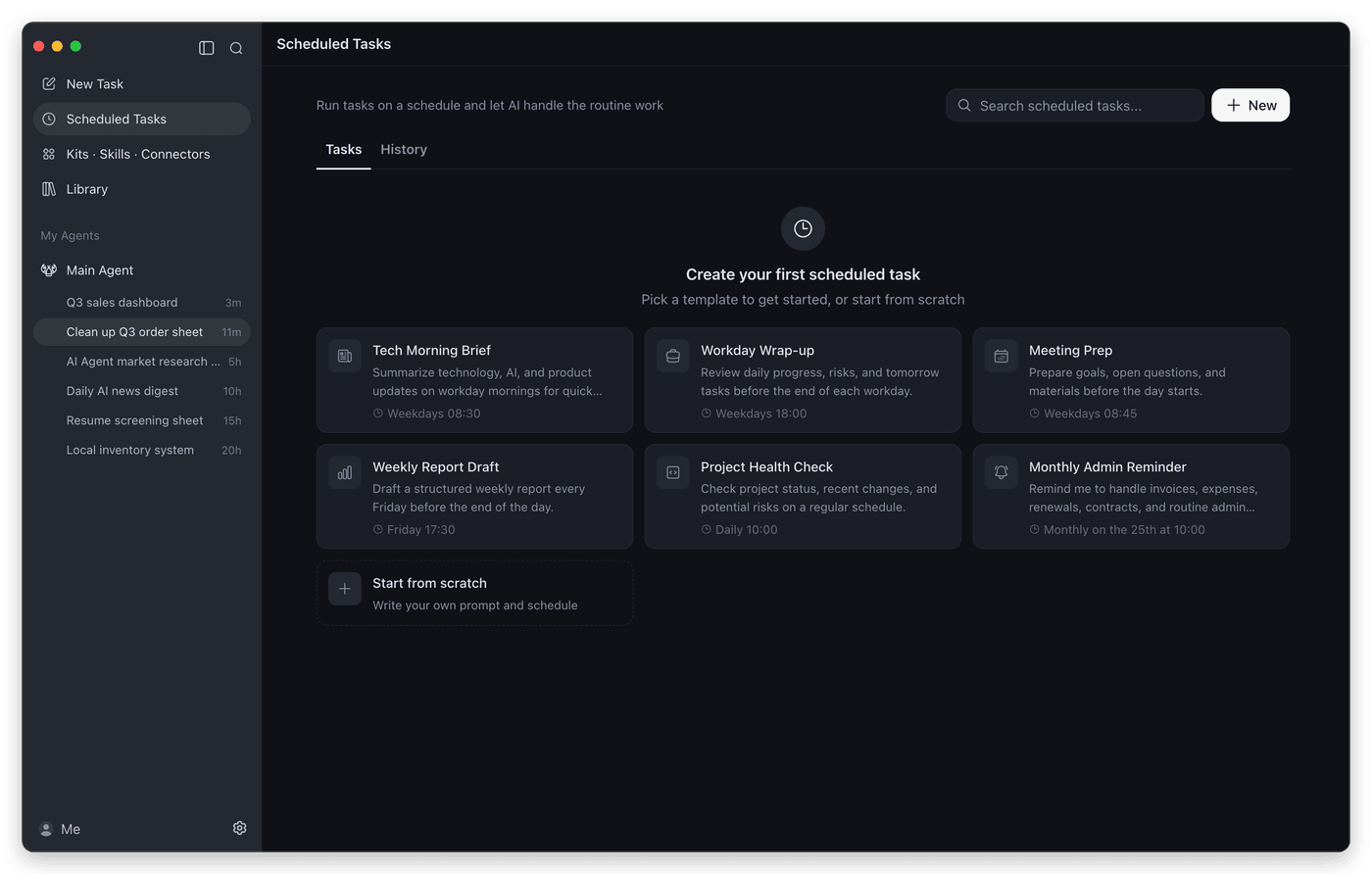 Scheduled task templates