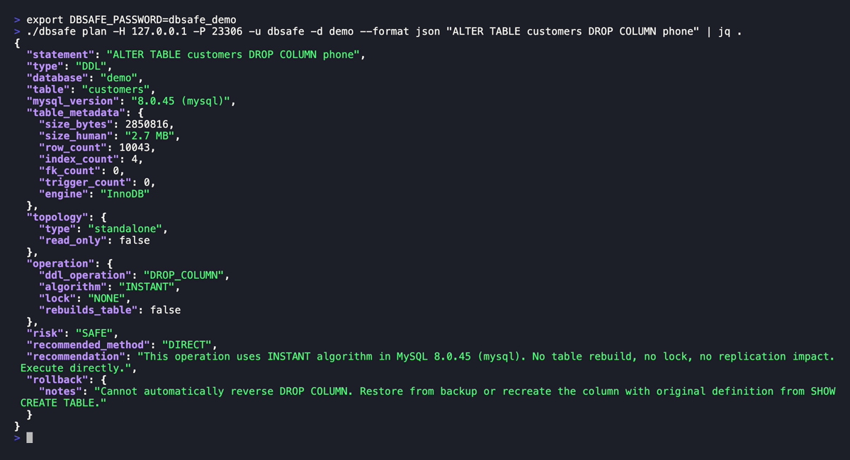 JSON output for CI/CD