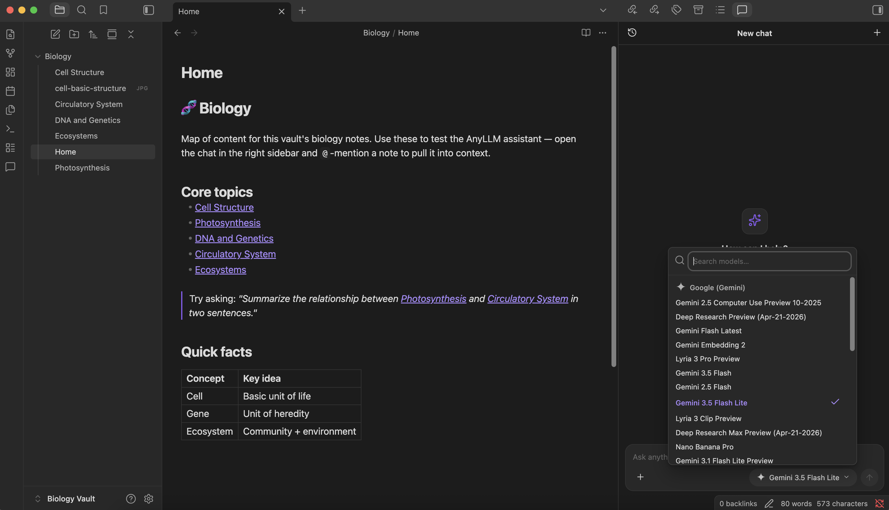 Model picker dropdown