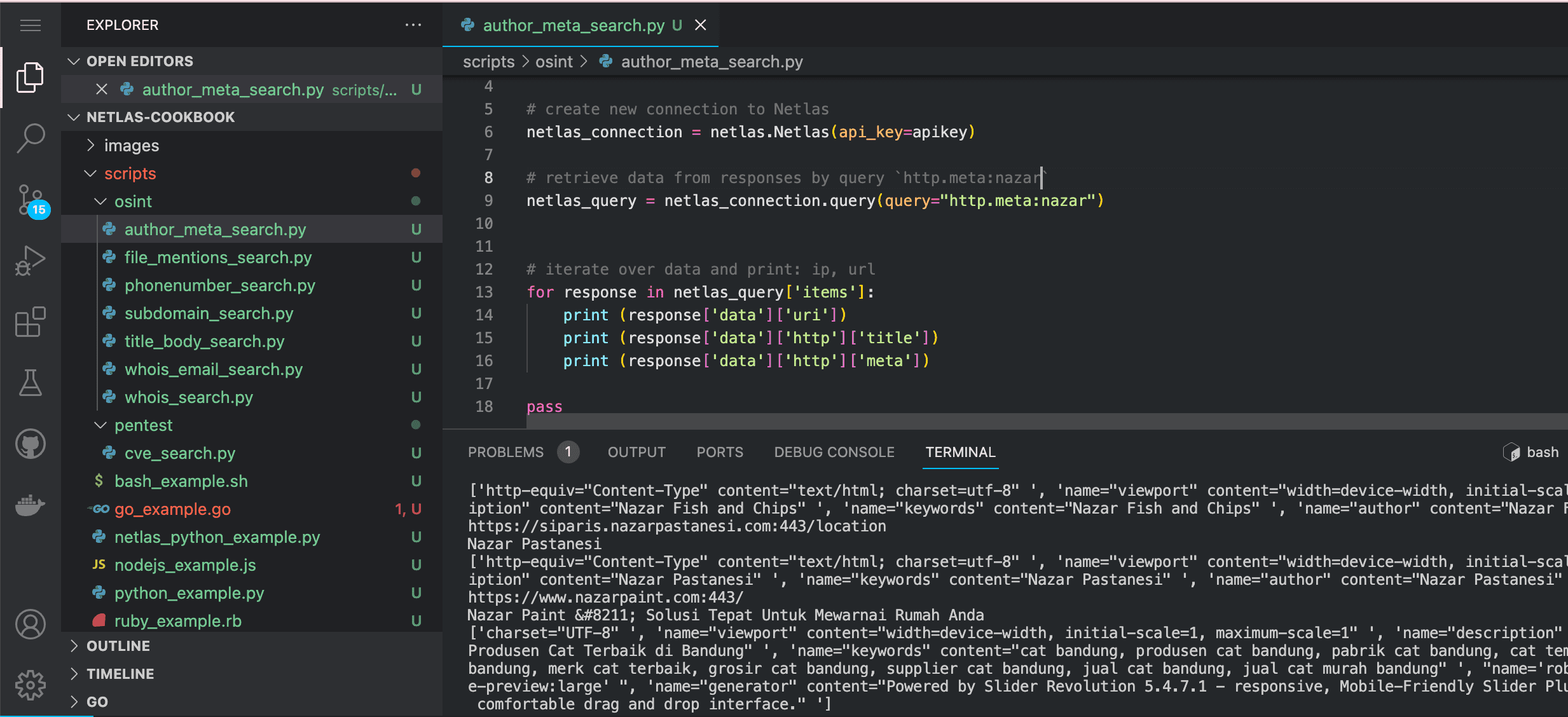 Author meta search Python