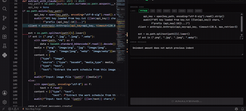 Neo Bug Forge in action