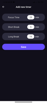 Add Timer screen