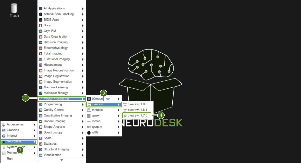 Opening CLEAR-SWI in Neurodesktop