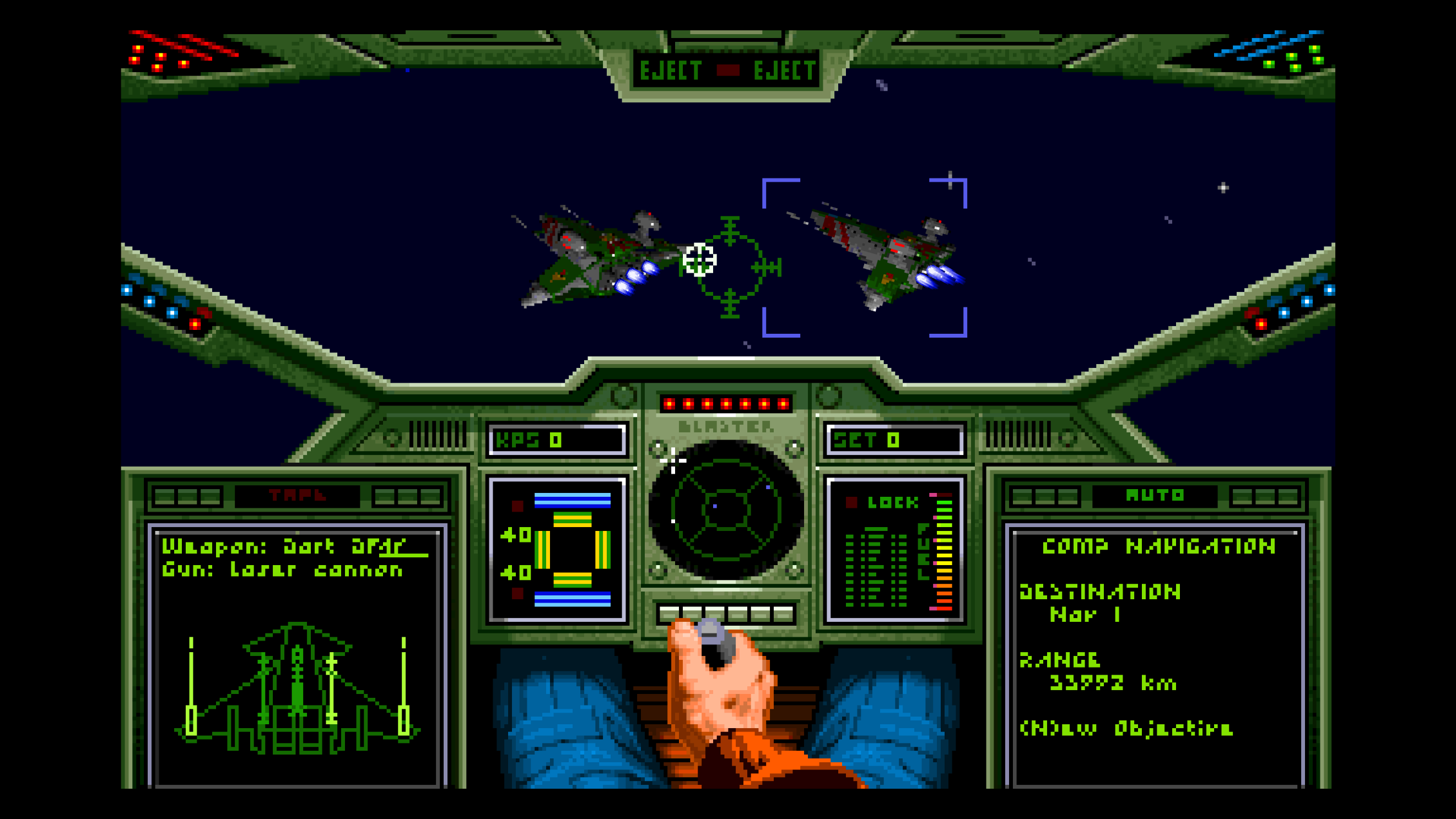 Enhanced renderer showing two ships at output resolution