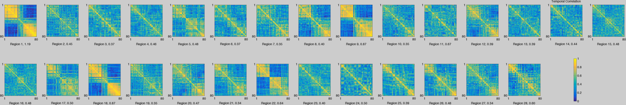 Group Temporal Correlations by Brain Region