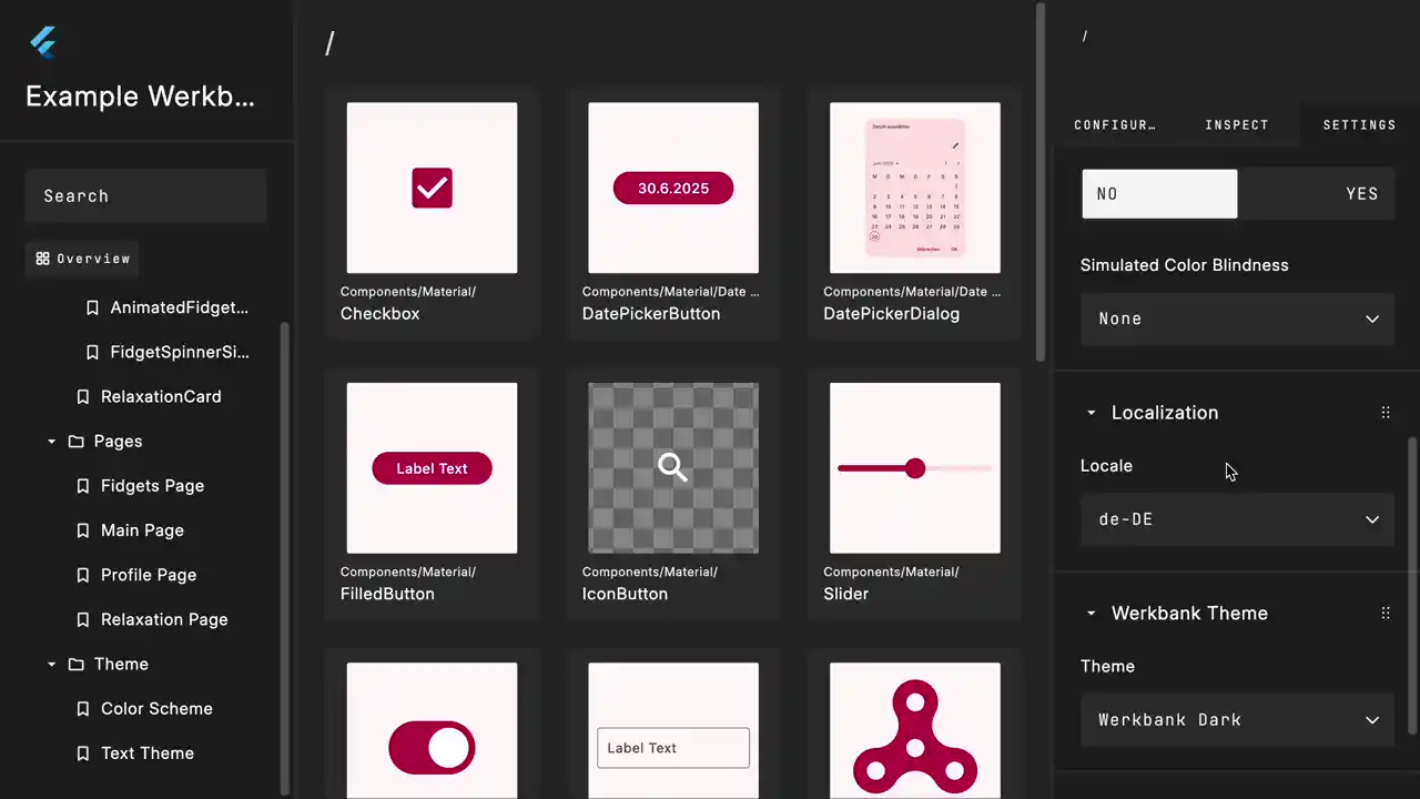 An animation showcasing the customizability of Werkbank.