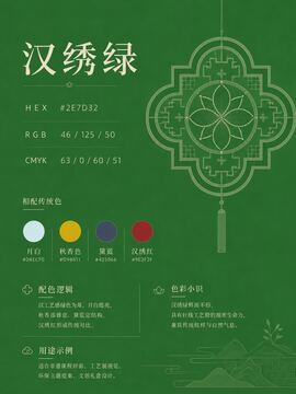 Chinese traditional color 729-汉绣绿