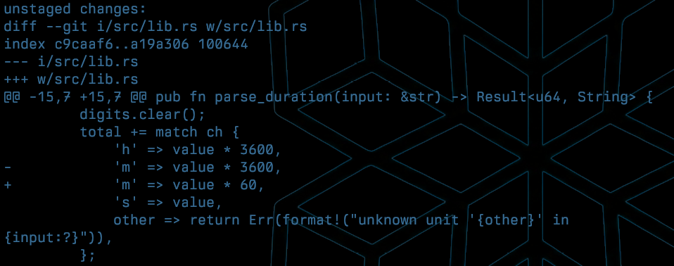 The one-line fix in /diff