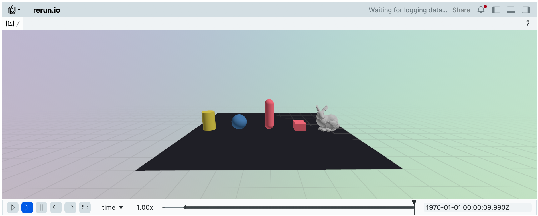 Newton Physics documentation visualization of a simulated scene rendered in a notebook