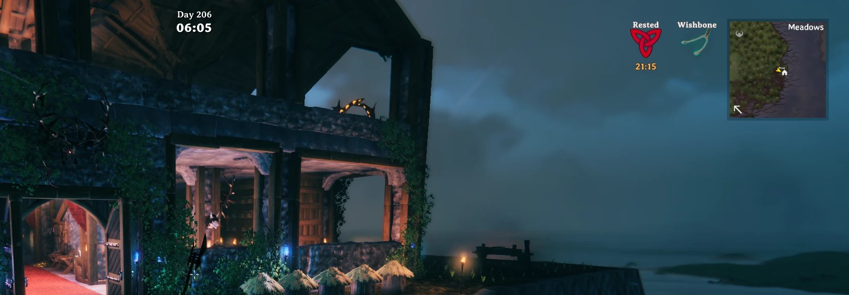 World clock at the top of the screen: Day 206, 06:05