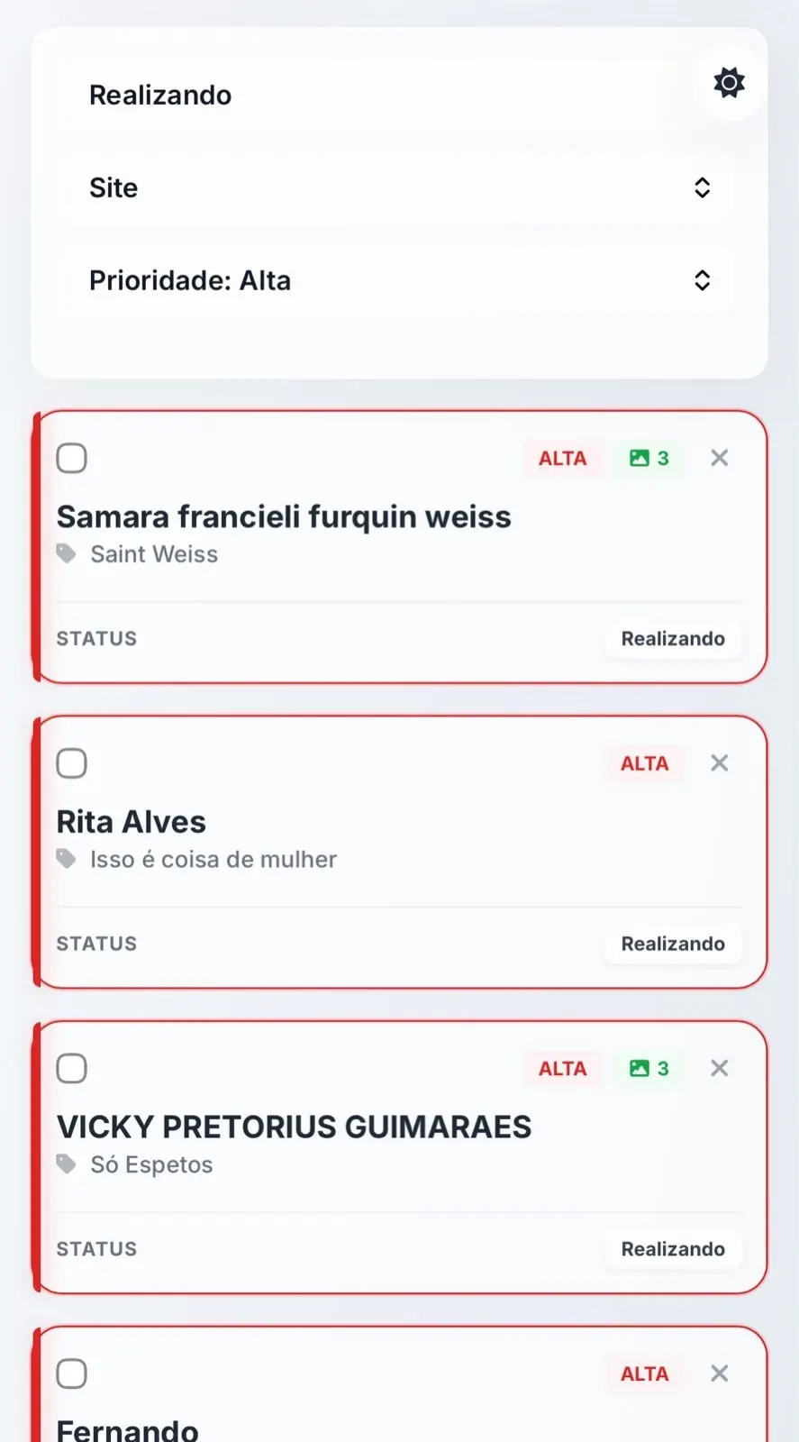 Lista de Produção