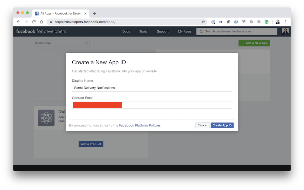 Create a Facebook application