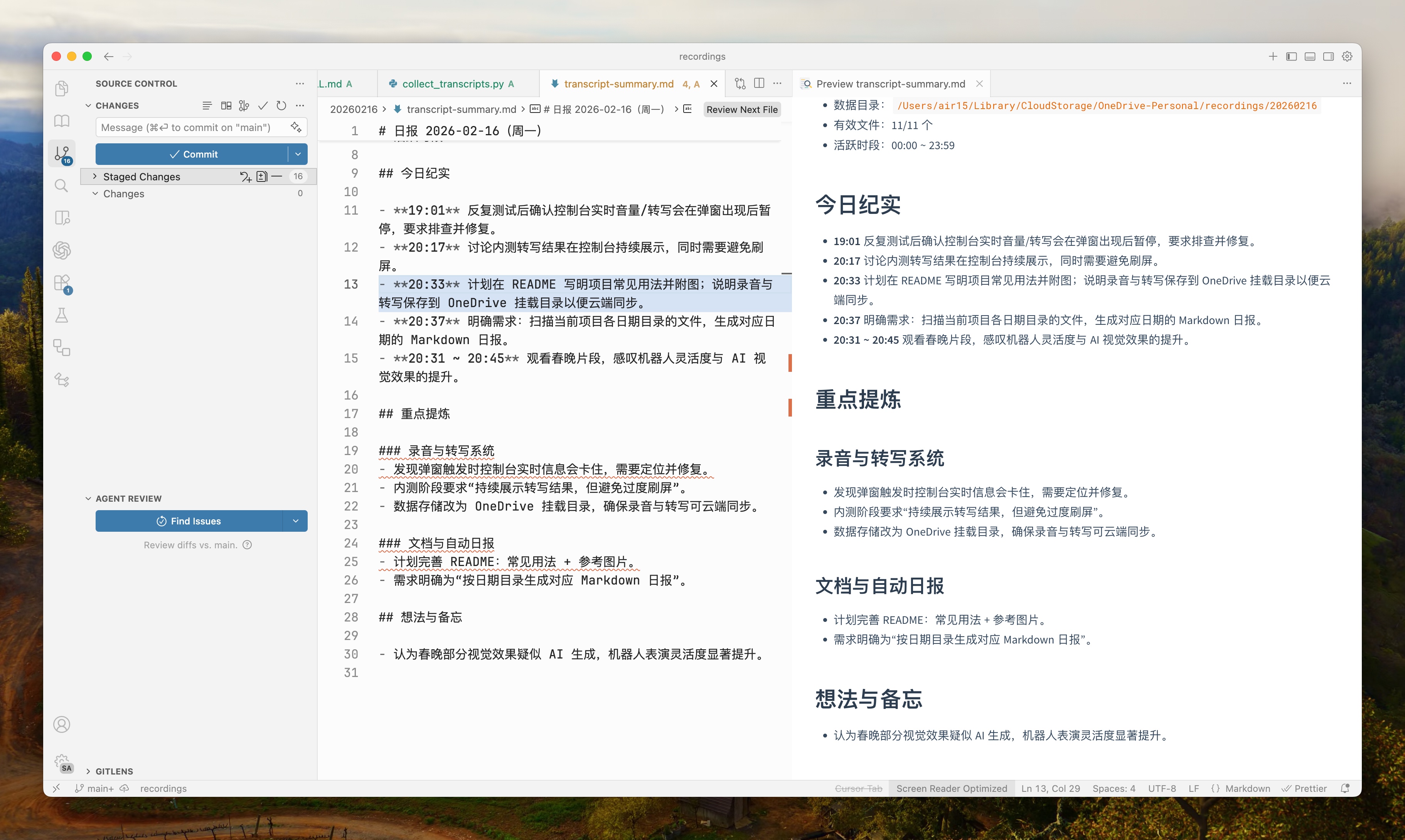 Daily Report Example
