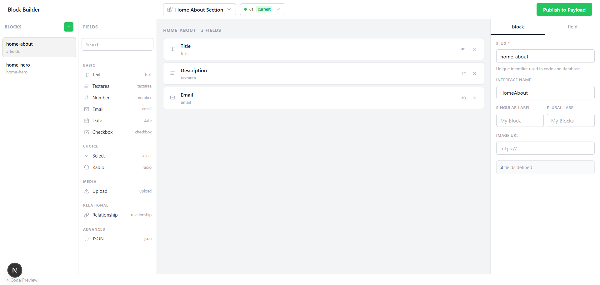 Block Builder canvas