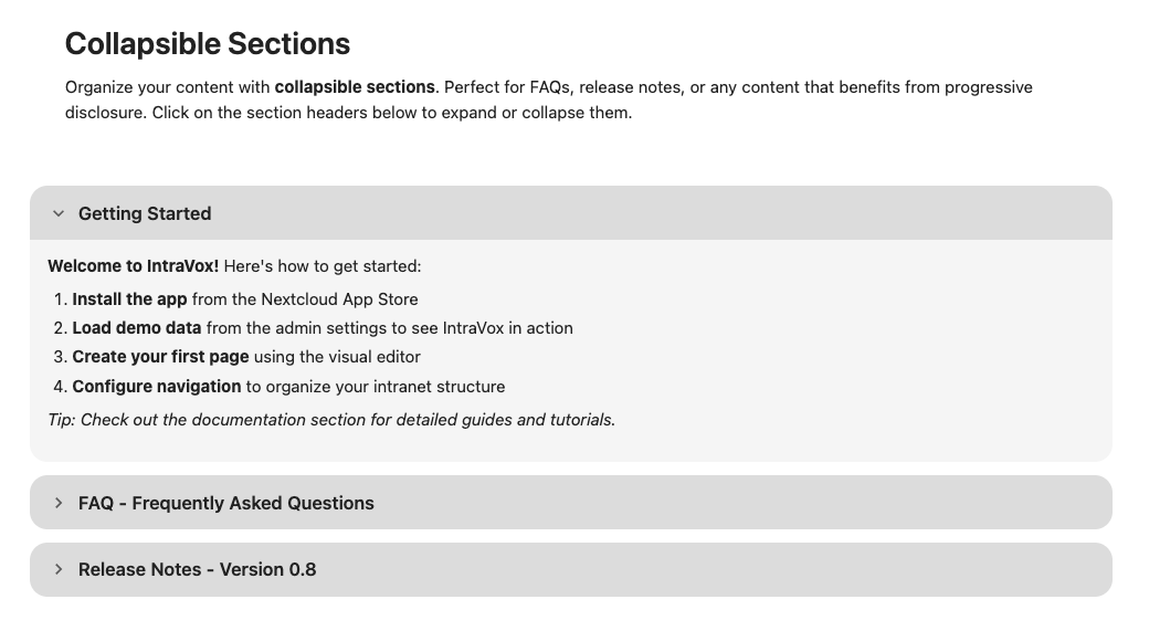 Collapsible Sections