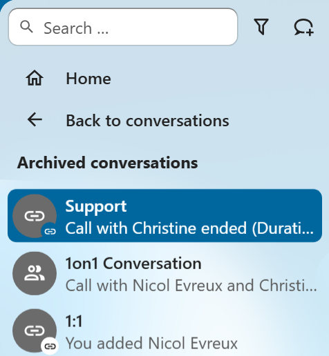 Talk list of archived conversations