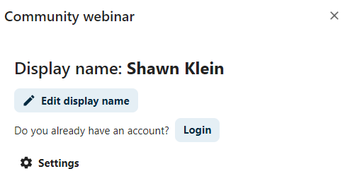 Talk guest name edit dialog to change display name