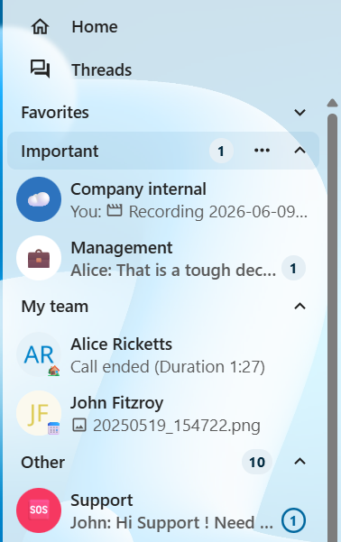 Talk conversations tag appearance