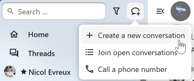 Talk button to create a new group conversation