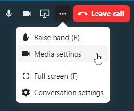 Talk guest in-call menu showing camera and microphone settings