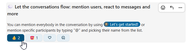 Talk message with reactions