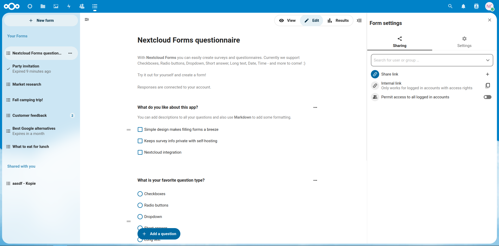 Forms - Apps - App Store - Nextcloud