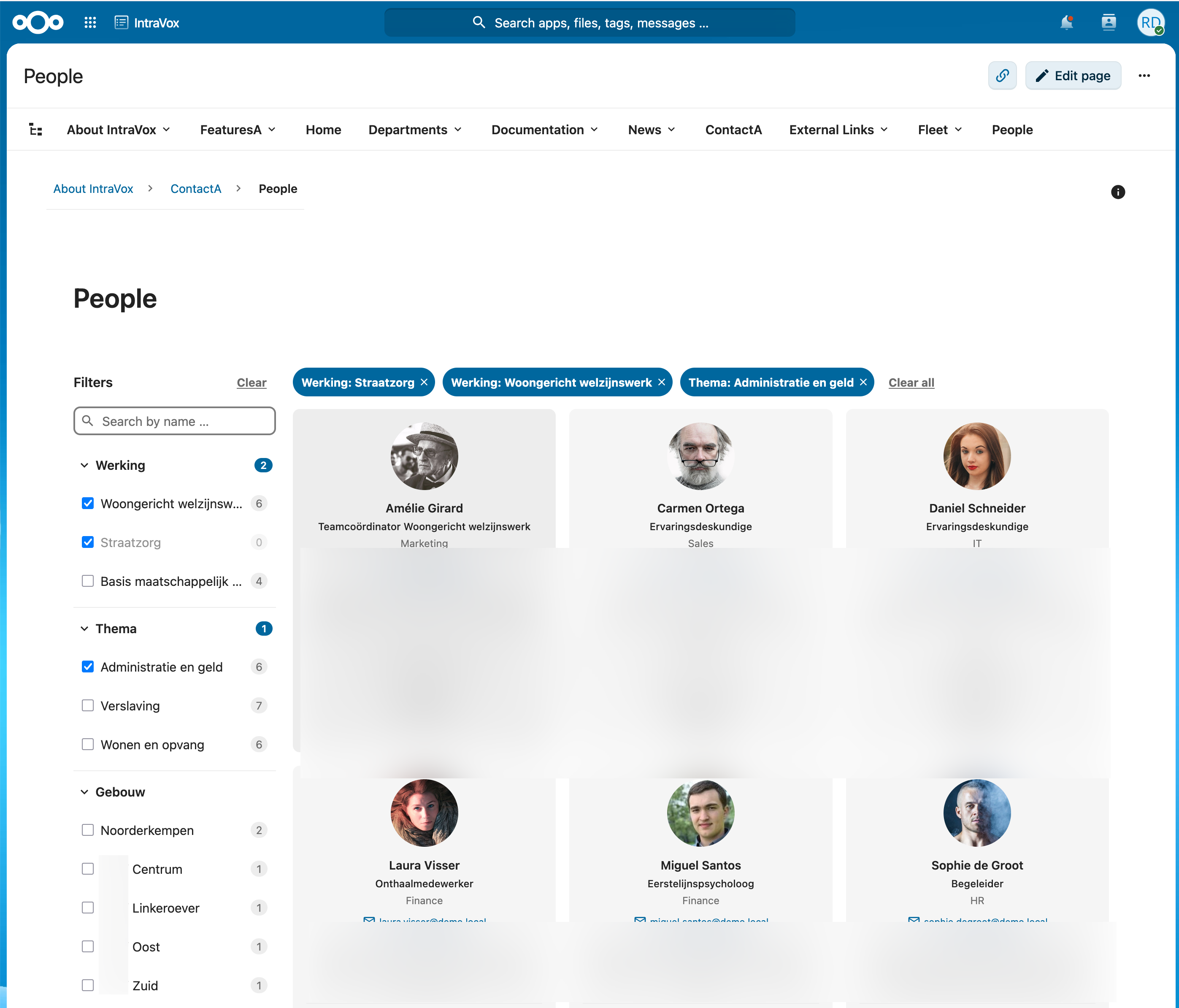 People Widget with visitor filters