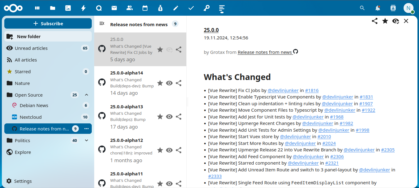 Nextcloud News Screenshot