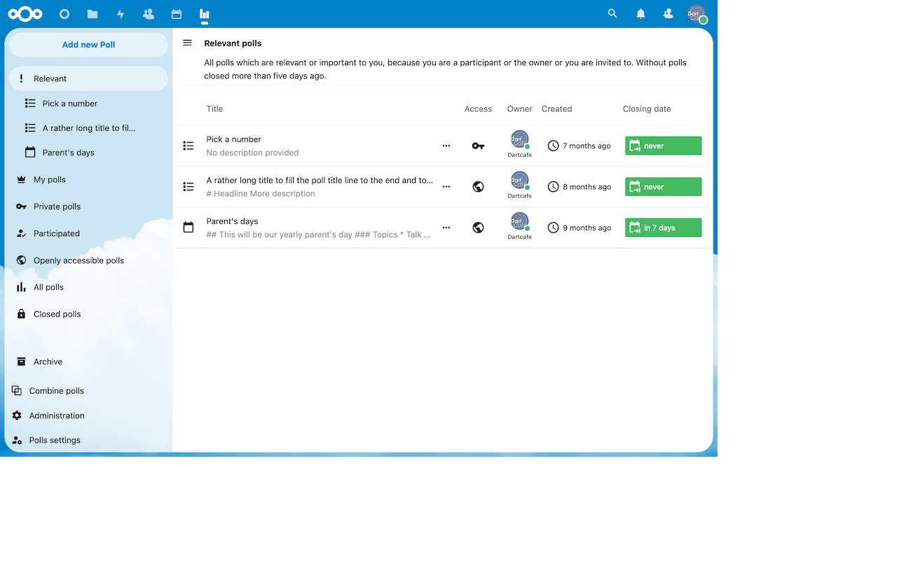Polls - Apps - App Store - Nextcloud