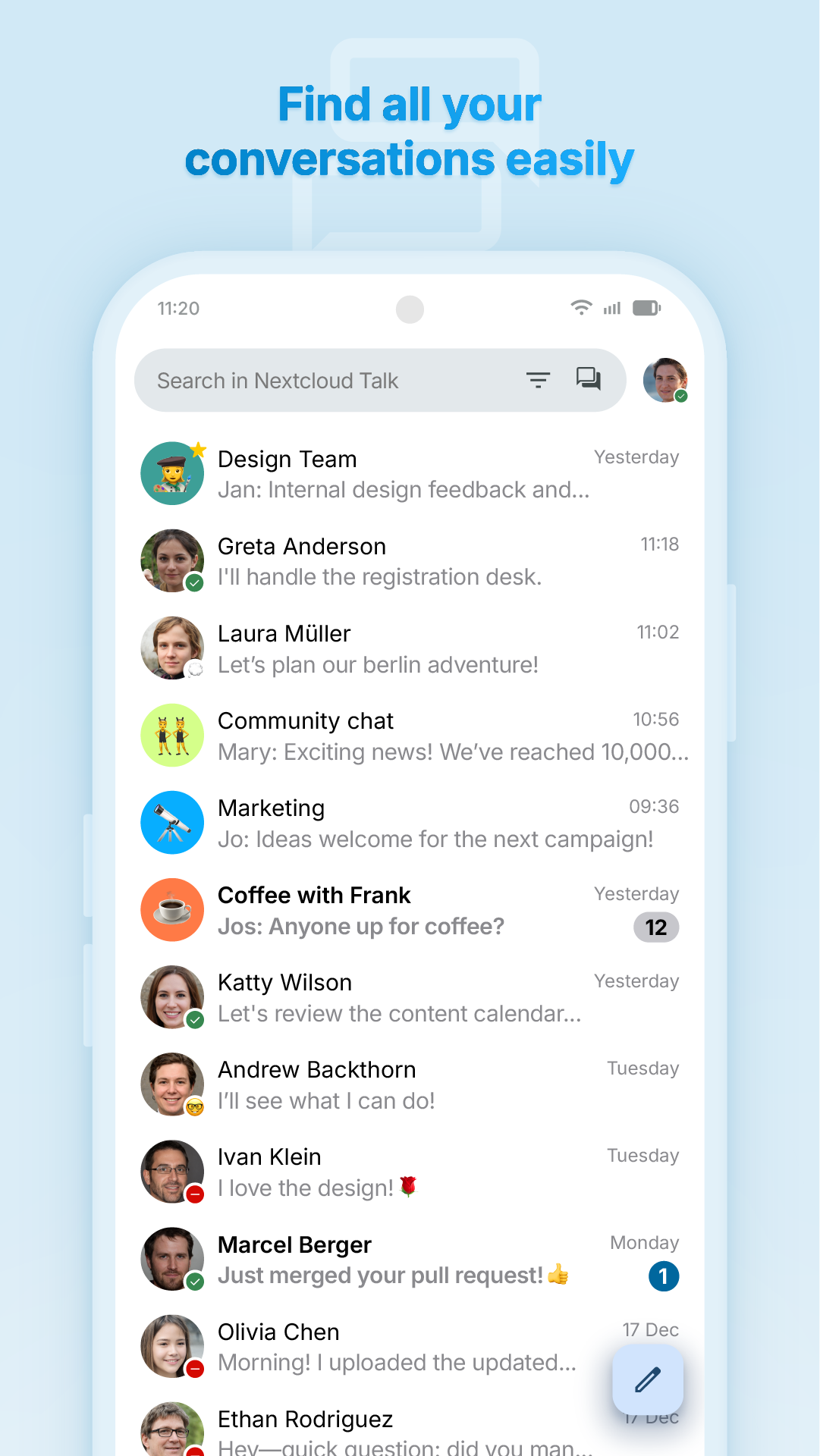 Conversations list