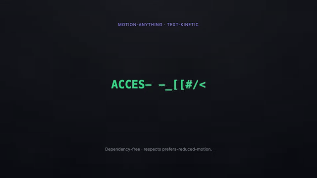 Decrypted text — glyphs resolve into ACCESS GRANTED