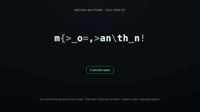 Text scramble — a techy decode reveal between phrases