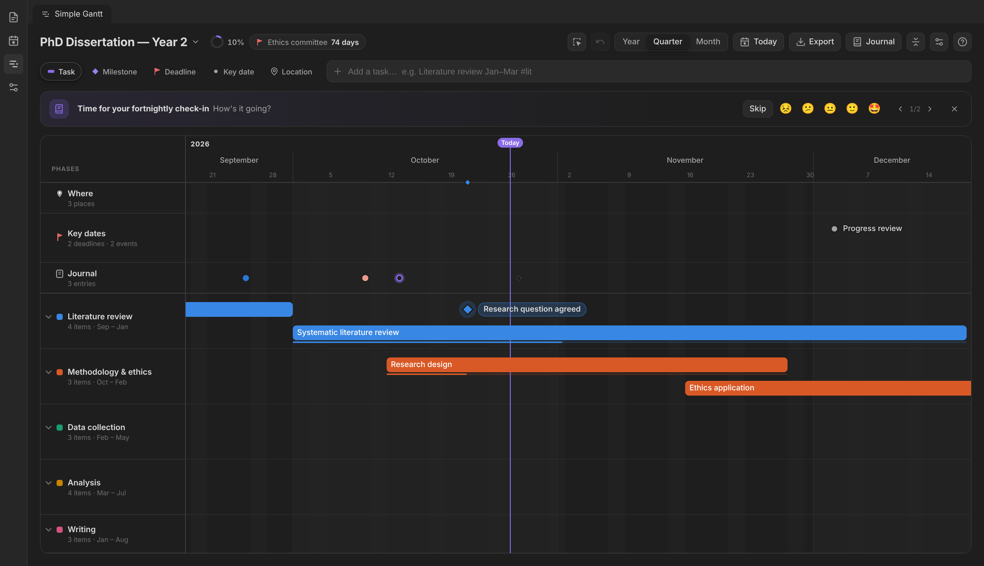 Simple Gantt - Obsidian Plugin