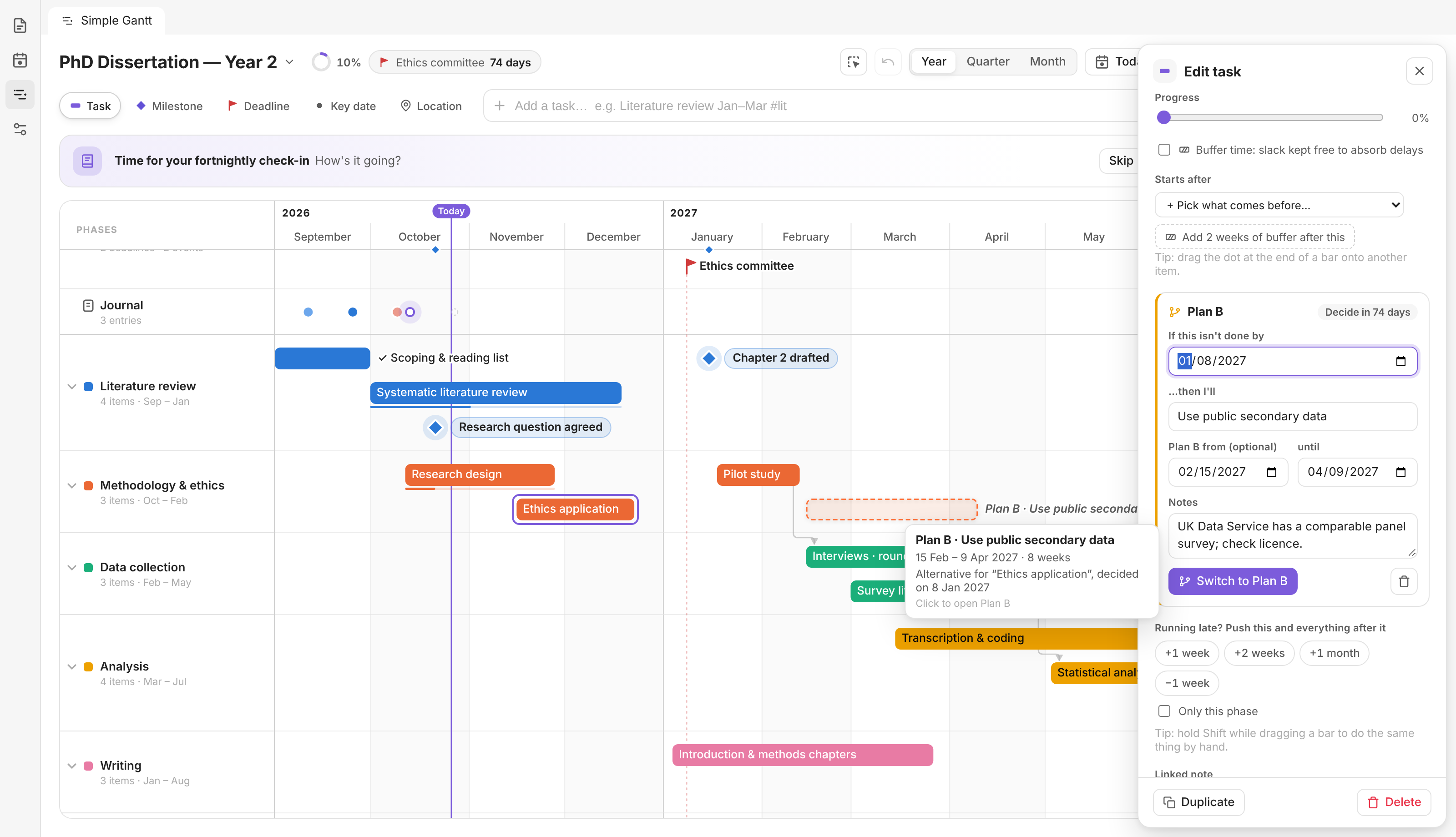 Simple Gantt - Obsidian Plugin