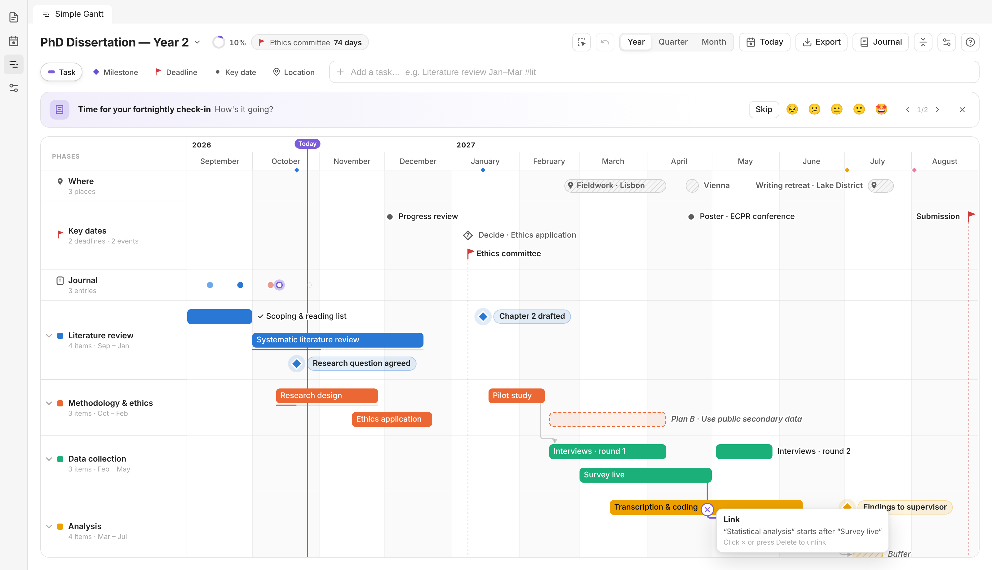 Simple Gantt - Obsidian Plugin