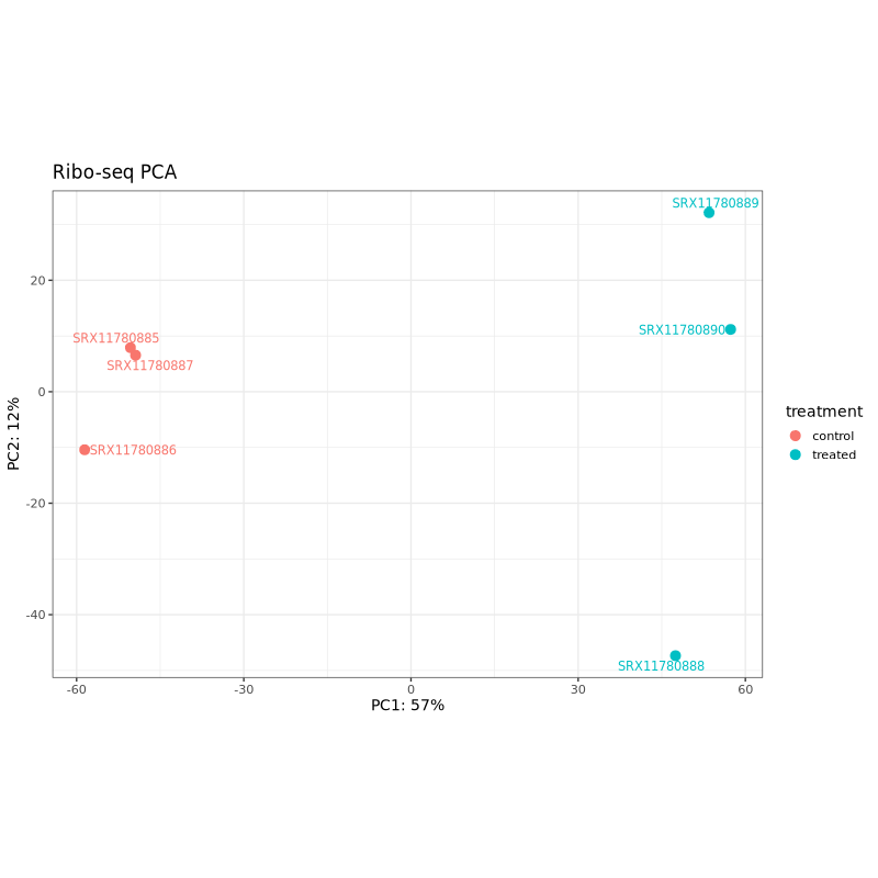 deltaTE - Ribo-seq PCA