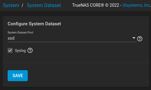 System Dataset settings