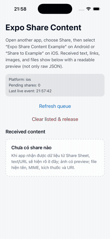 Receive shared content on iOS