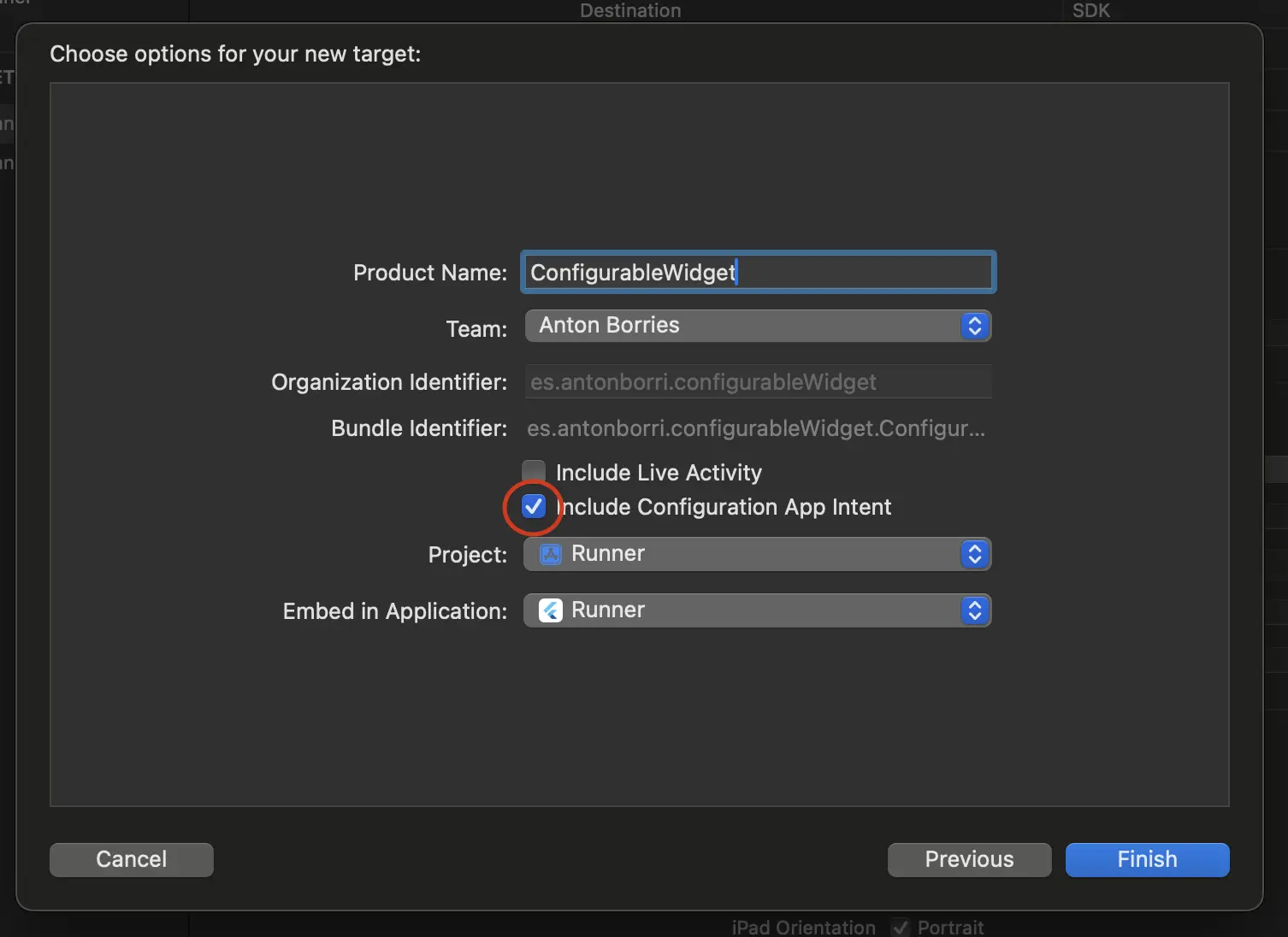 Setting up the Extension with Configuration Intent
