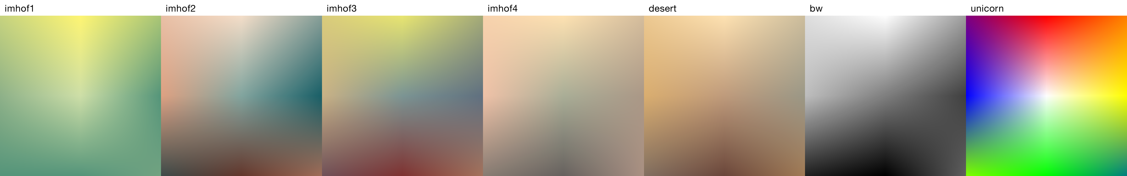 Figure 3: The various built-in textures in sphere_shade()