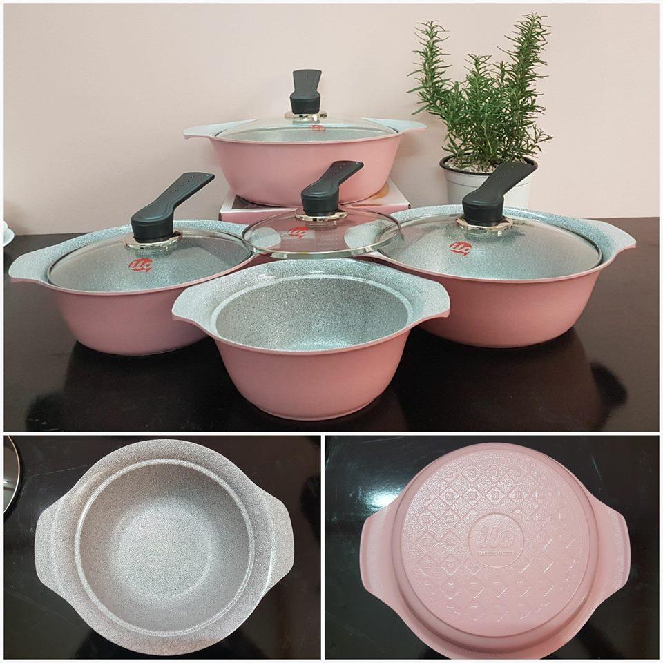 Bộ nồi nhập khẩu cao cấp vân đá ceramic ILO 21cm Hàn Quốc