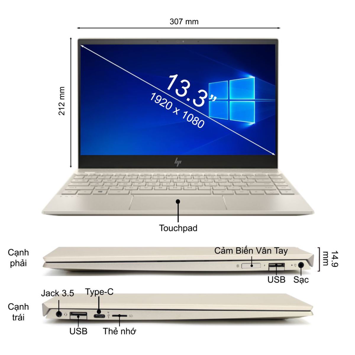 Laptop HP Envy 13-AH1010TU 5HY94PA 13.3 inches