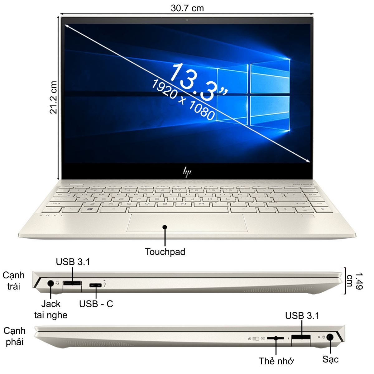 Laptop HP Envy 13-AQ0026TU 6ZF38PA 
