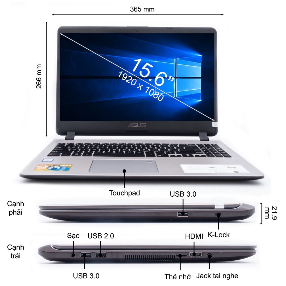 Laptop Asus X507UF-EJ074T thiết kế thời trang bắt mắt