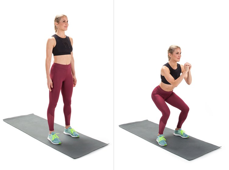 Tập siết cơ bụng với squat để sở hữu body chuẩn sau khi sinh
